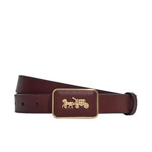 COACH WOMEN'S XL WINE OXBLOOD LEATHER BELT & GOLD GRACE PLAQUE BUCKLE 25 MM NEW